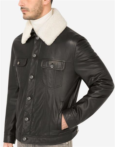 blouson cuir homme dolce gabbana|Blouson en cuir en Noir pour homme .